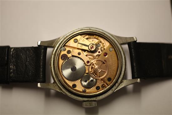 A gentlemans early 1950s stainless steel Omega military issue pilots wrist watch,